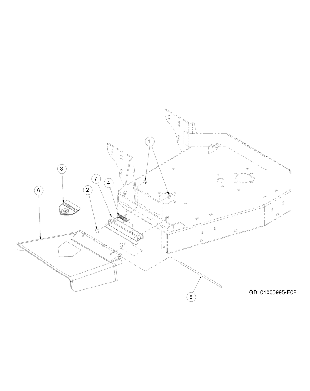 Chute Assembly 36-Inch Diagram and Parts List for H1536 55AI4HPR750-WAM Cub Cadet Lawn Mower